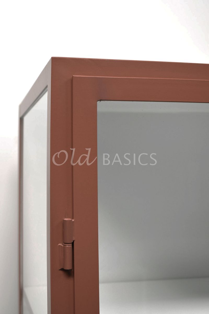 Detail van Apothekerskast Ferro, 3 deuren, RAL8004, rood, terra, bruin, oranje, materiaal staal